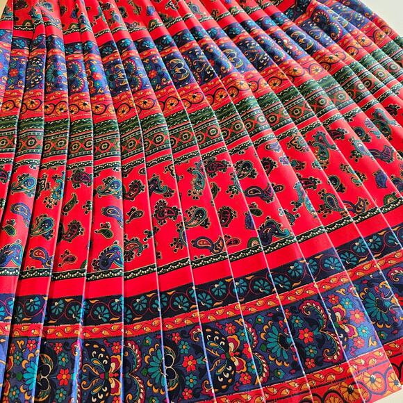 Vintage Lady Carol Red Paisley Pleated Dress Size 10 - Picture 8 of 8